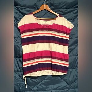 Lane Bryant Short Sleeve Top - Pink, Purple, Cream